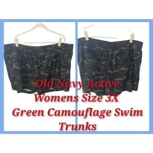 Old Navy Active Womens Size 3X Green Camouflage Swim Trunks.